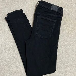 American Eagle Next Level Stretch Black Super High Rise Jeggings Button Fly